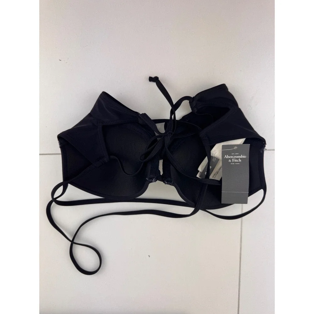 Abercrombie & Fitch Kids Girls Black Push Up Bikini Top‎ Floral Embroidery 34A